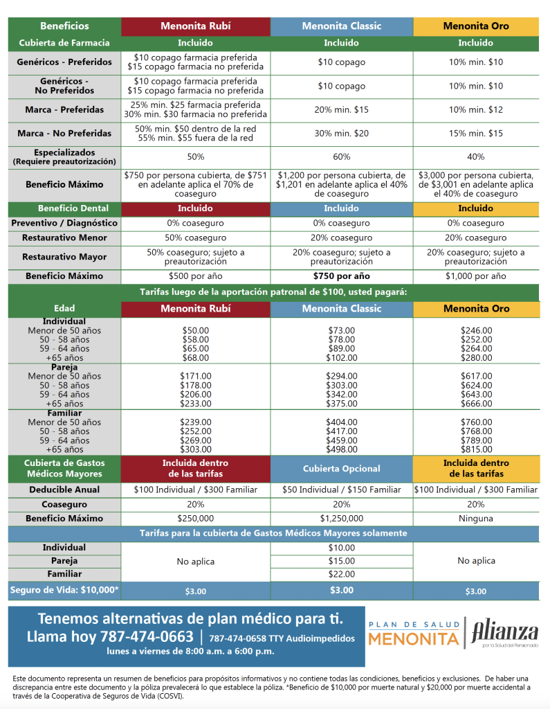 Plan De Salud Menonita Alianza Por La Salud Del Pensionado